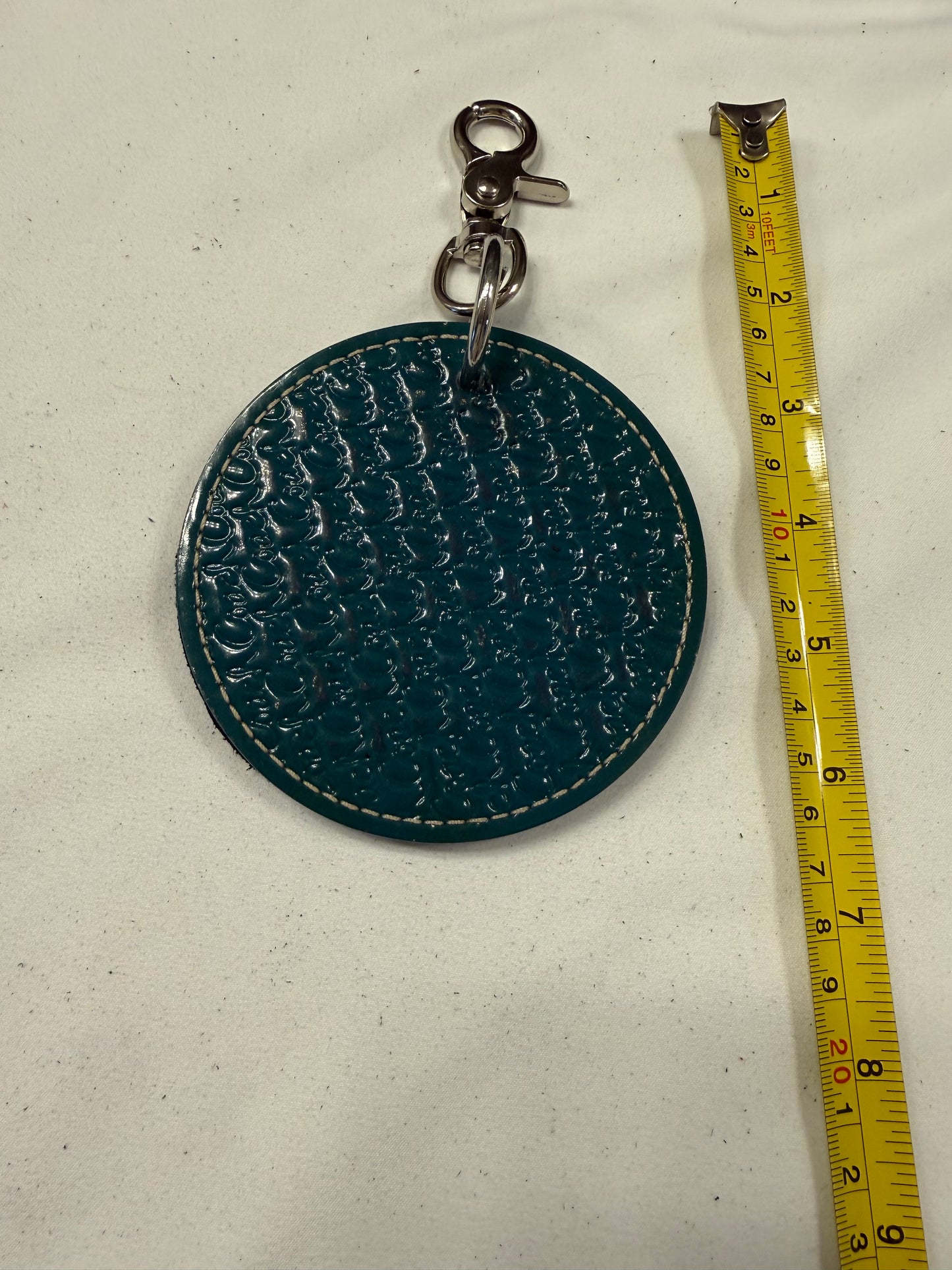 Repurposed 1990s Coaster and Piece of a Coach Handbag Bag Charm