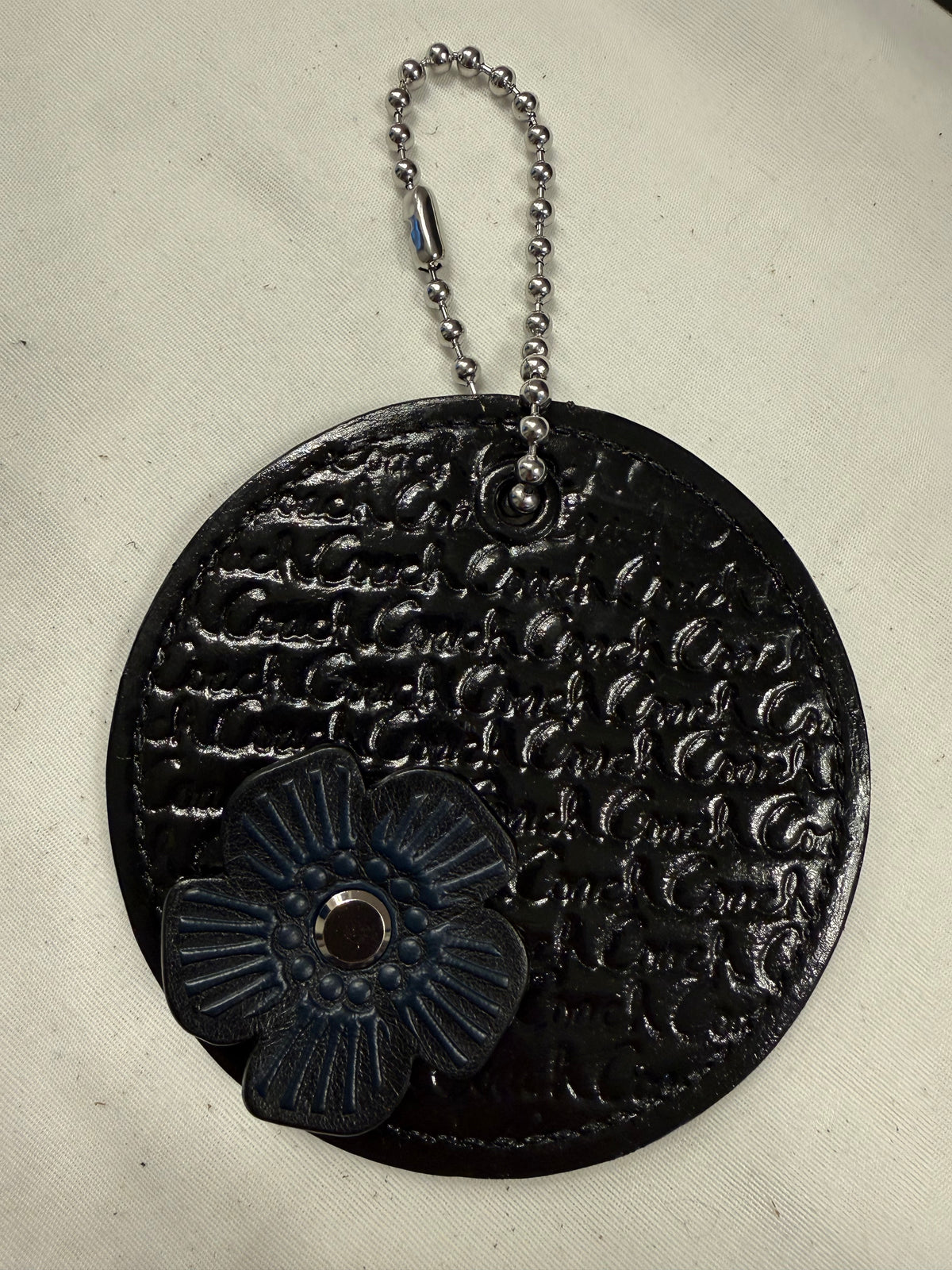 Repurposed and Painted 1990s Coach Coaster with Coach Tea Rose Rivet Bag Charm