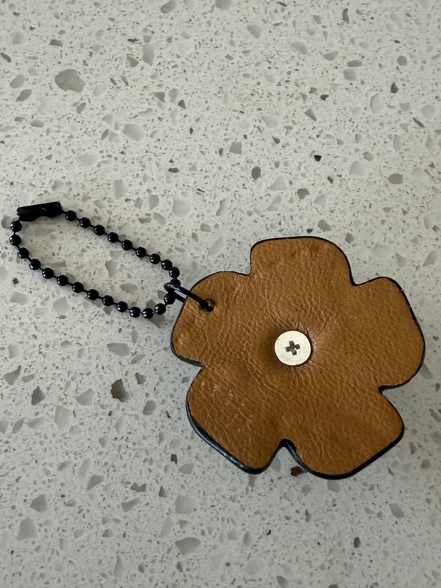 Repurposed Coach Leather Tea Roses with Metal Skull Rivet Bag Charm