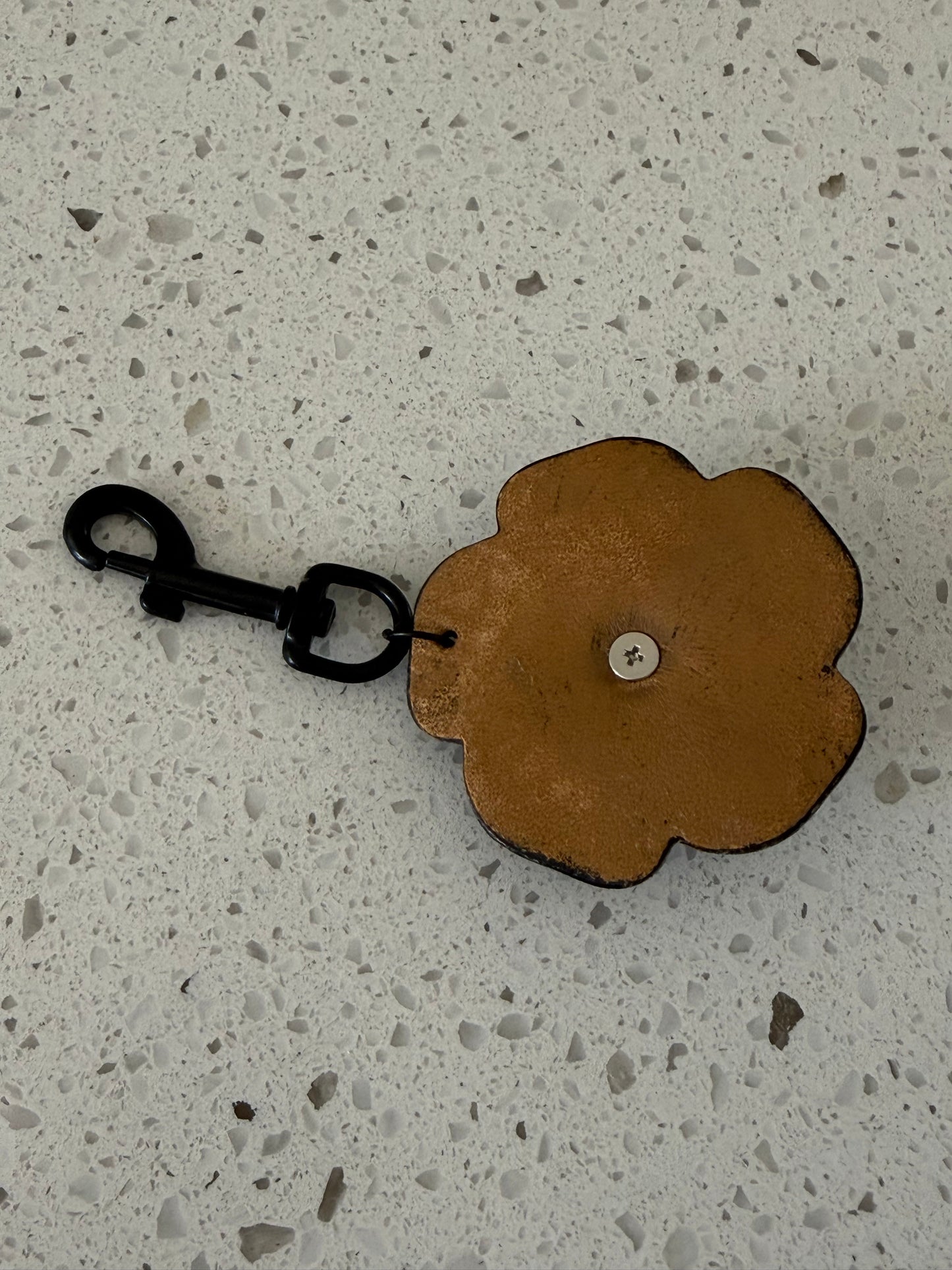 Repurposed Coach Leather Tea Rose & Skull Bag Charm