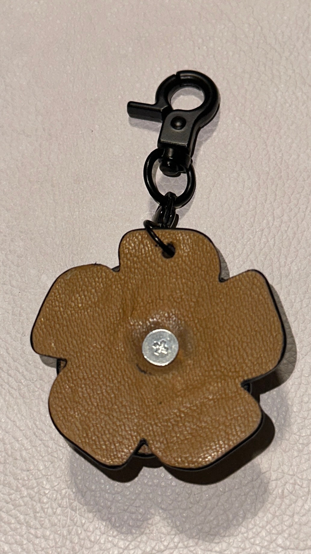 Handmade Repurposed Coach Leather Tea Rose Key Chain – Black & Blue | Skull Center | Black Hardware