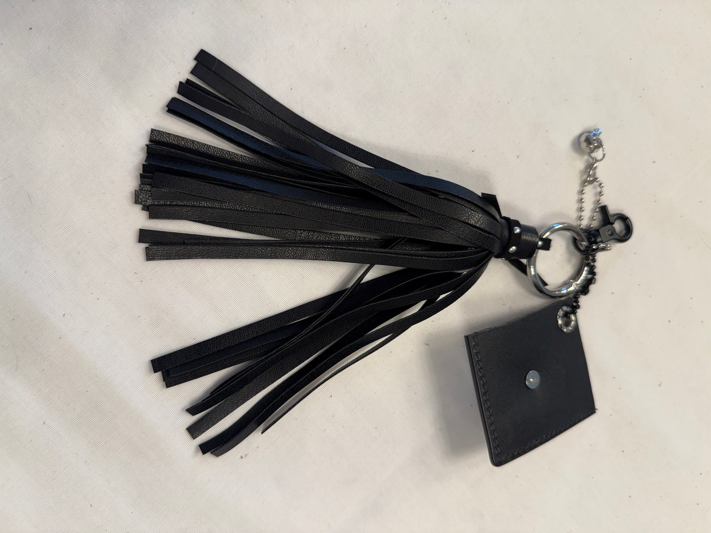 Repurposed Coach Tic Tac Toe Leather Board Square, Skull Charm, and Tassel Bag Charm Cluster