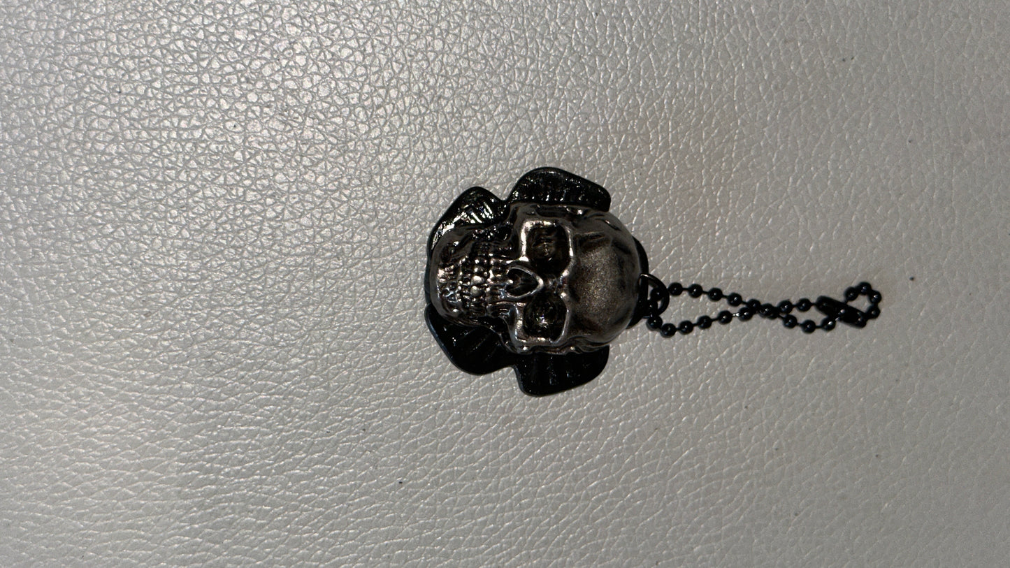 The Tiniest Repurposed Coach Leather Tea Rose & Skull Bag Charm