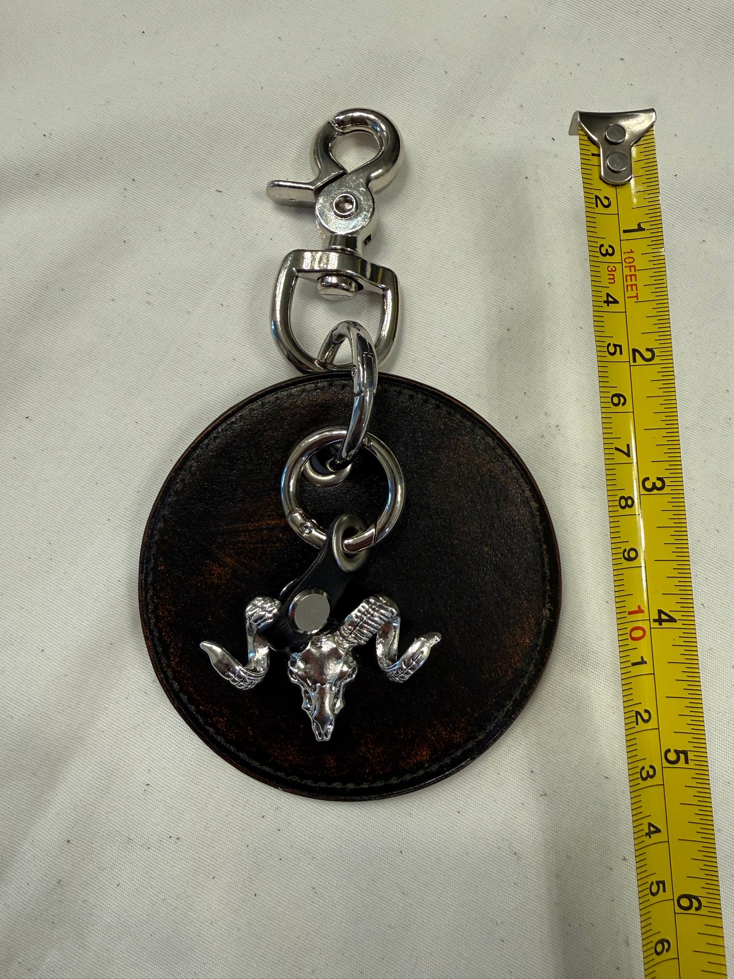 Repurposed Coach Coaster Bag Charm with Ram Charm