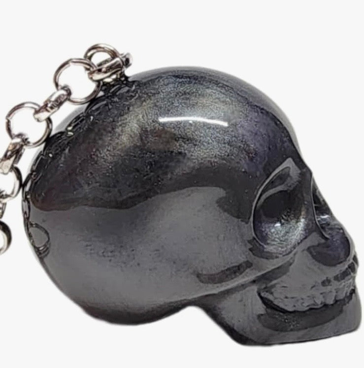 Gray Resin Skull, Die, and 8 Ball Charm or Keychain
