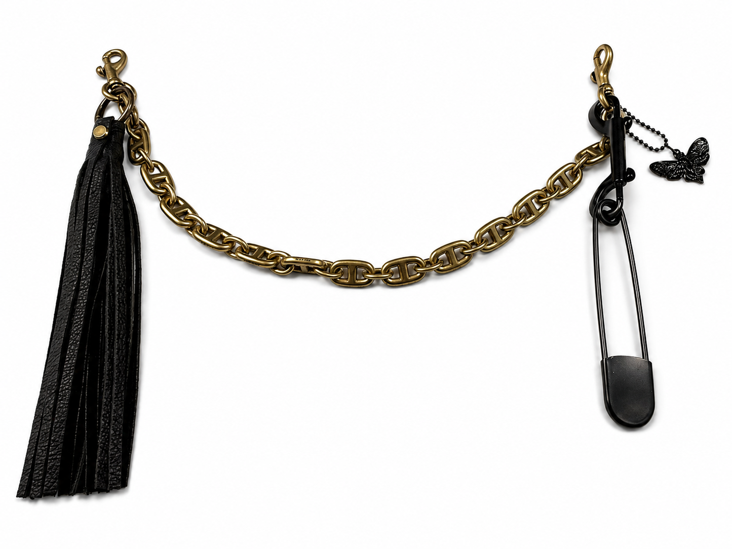 Repurposed Coach Beat Bag Chain with Mixed-Metal Charms and Tassel