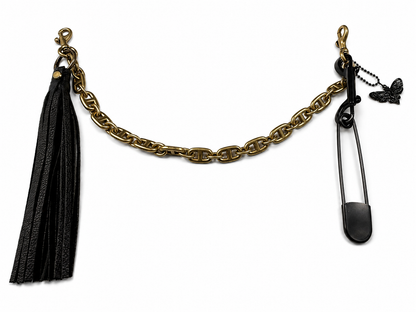 Repurposed Coach Beat Bag Chain with Mixed-Metal Charms and Tassel