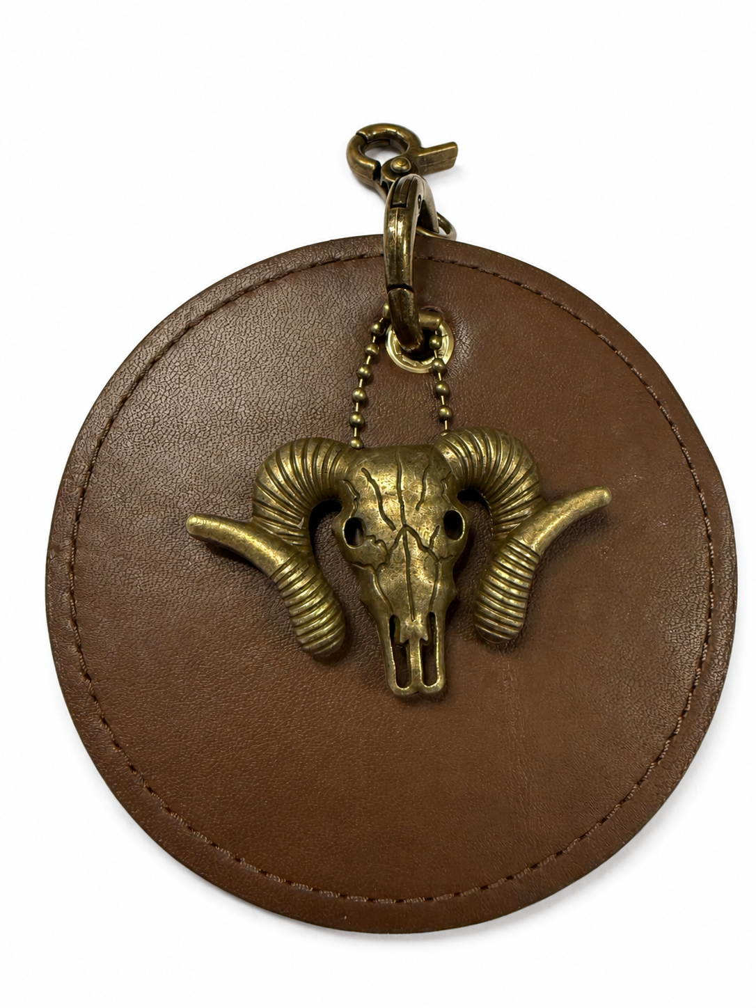 Repurposed 1990s Coach Coaster with Ram Charm- Bag Charm