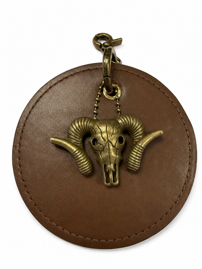 Repurposed 1990s Coach Coaster with Ram Charm- Bag Charm