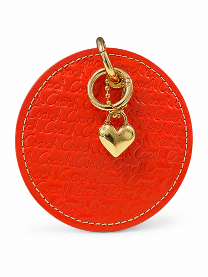 Repurposed 1990s Coach Coaster with Heart Charm-Bag Charm