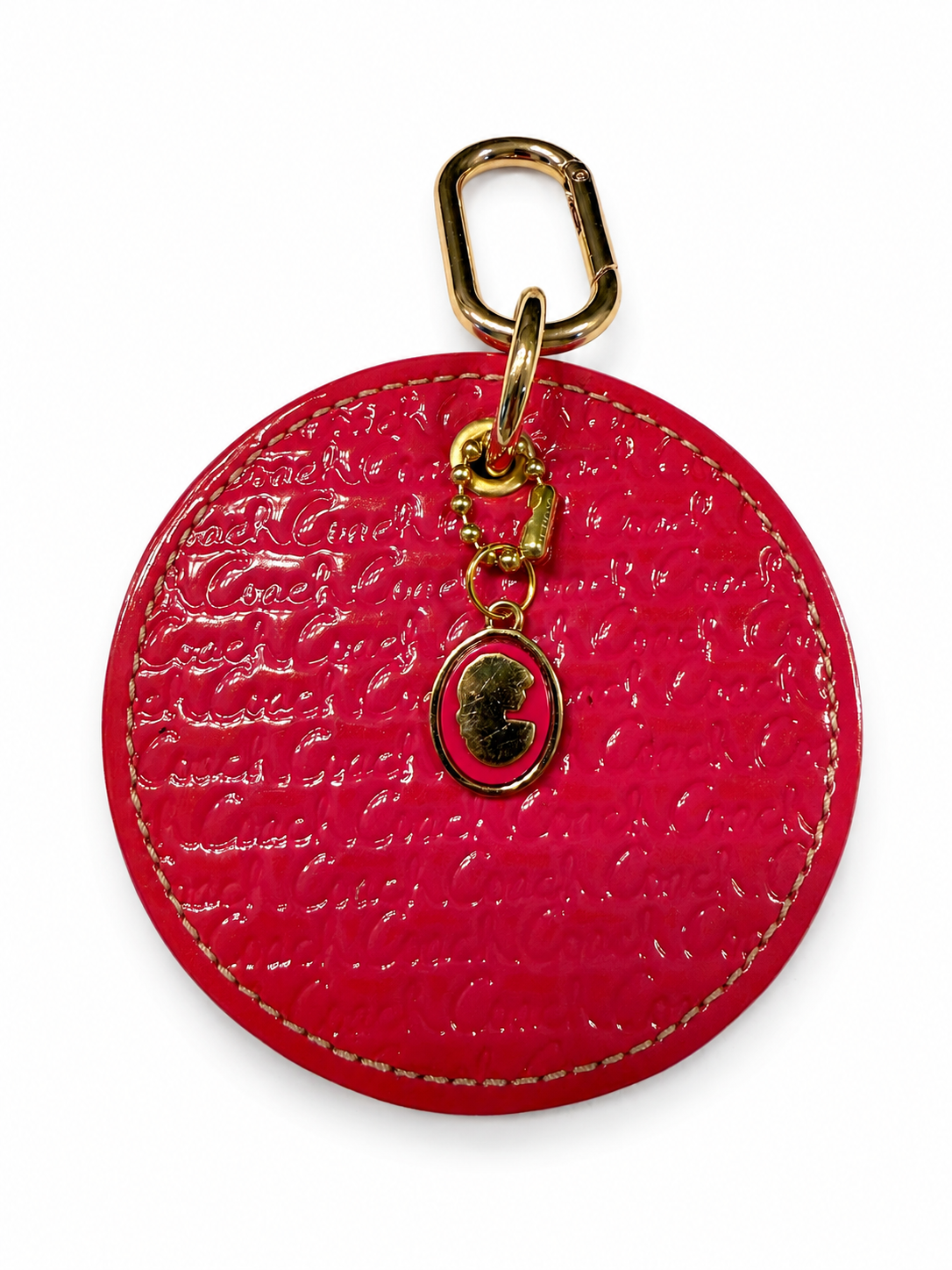 Repurposed Coach 1990s Coaster with a Coach Cameo Charm from a Bracelet