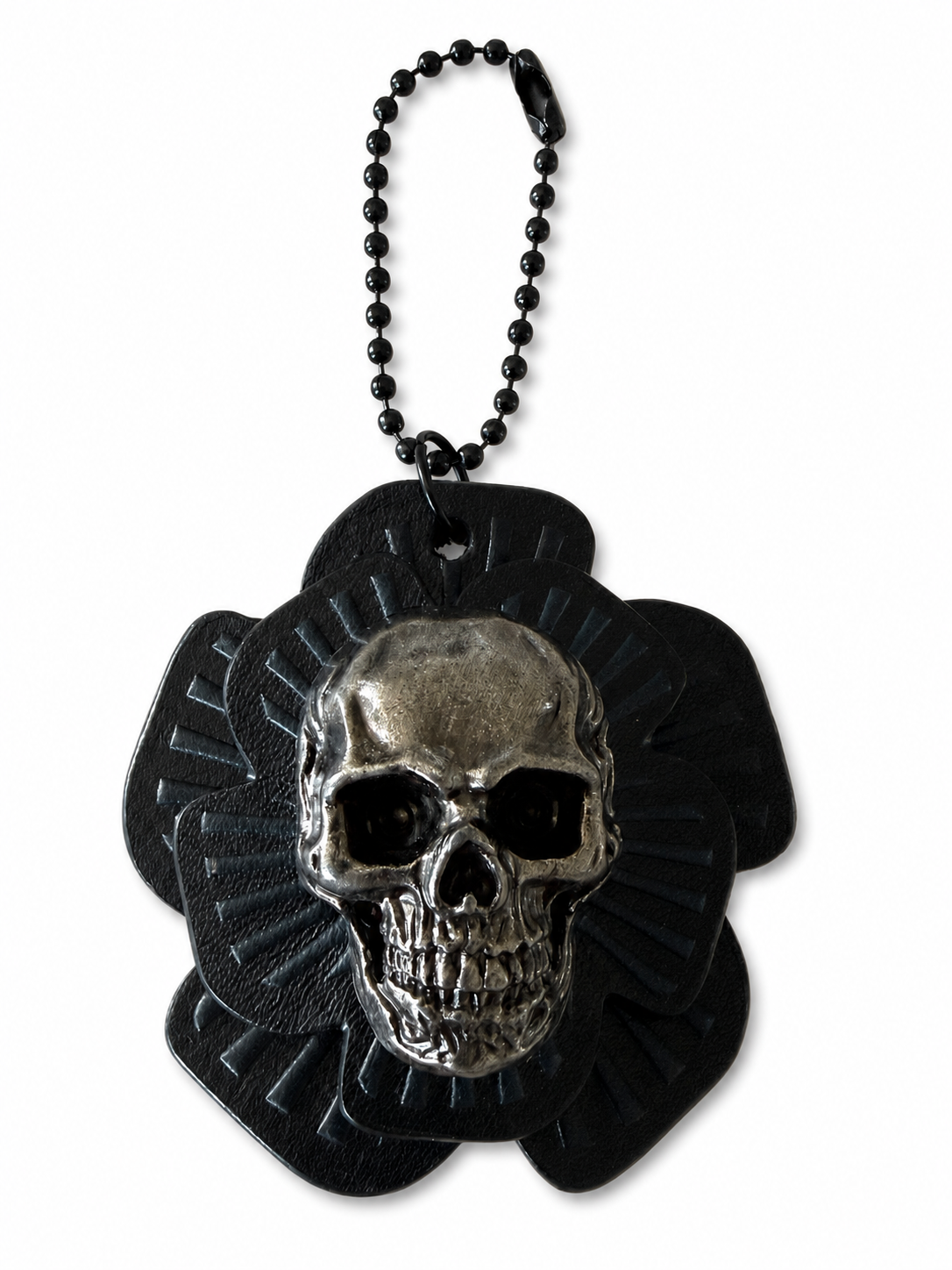 Repurposed Coach Leather Tea Roses with Metal Skull Rivet Bag Charm
