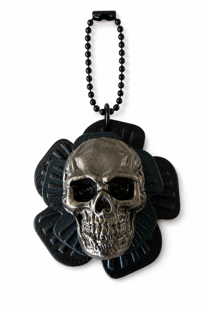 Repurposed Medium & Small Coach Tea Roses with Metal Skull Rivet Bag Charm