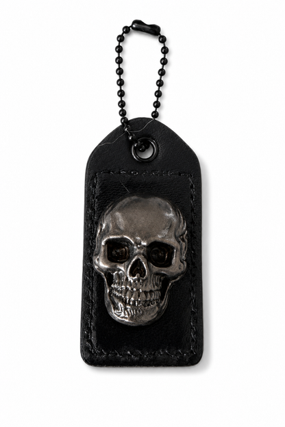Repurposed Painted Black Coach Hangtag with Skull Rivet