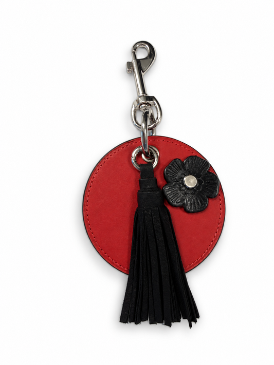 Repurposed Coach Coaster, Coach Tassel, and Coach Tea Rose Bag Charm