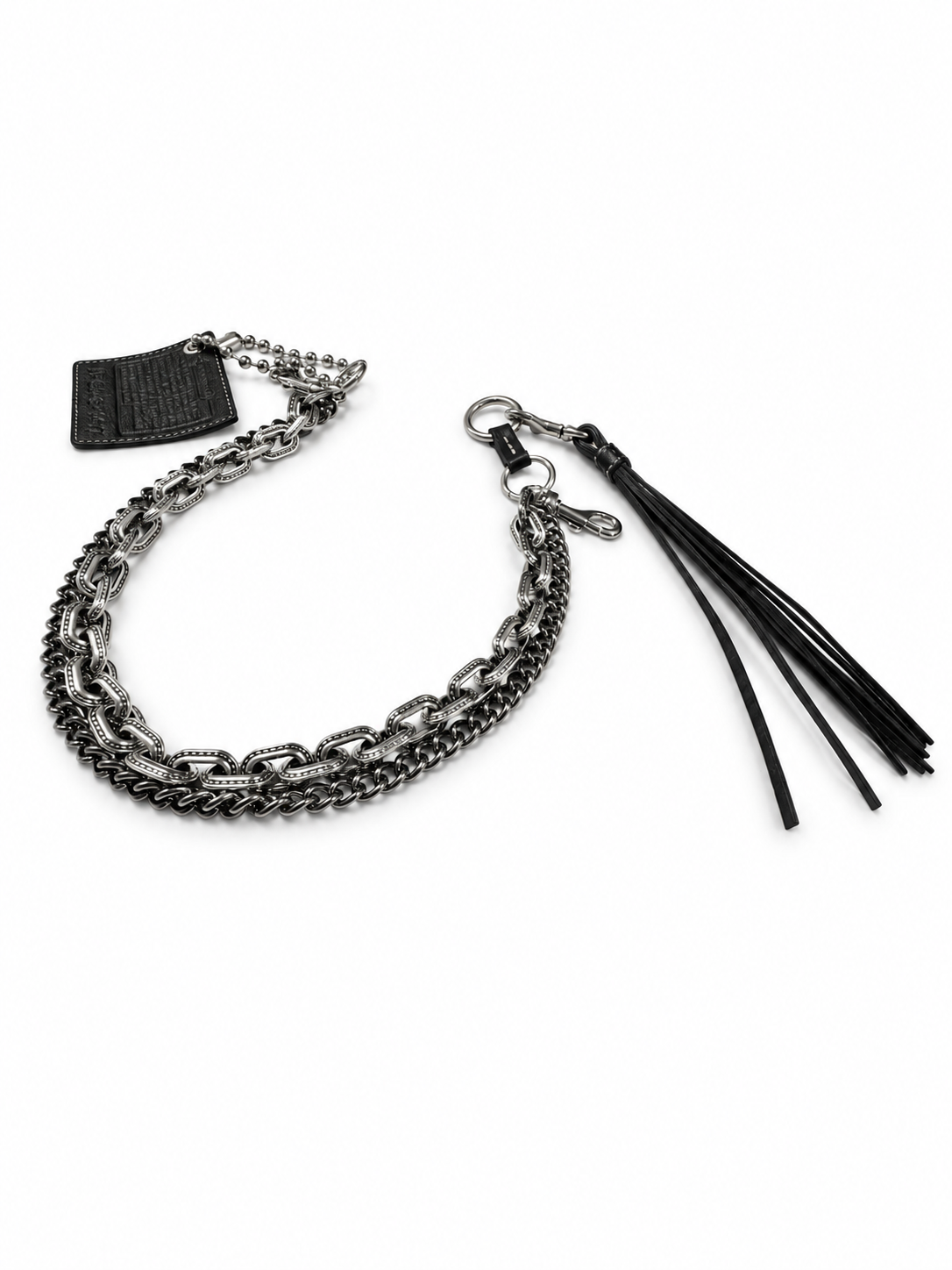 Repurposed Coach Creed Bag Chain with Leather Tassel and Double Chain