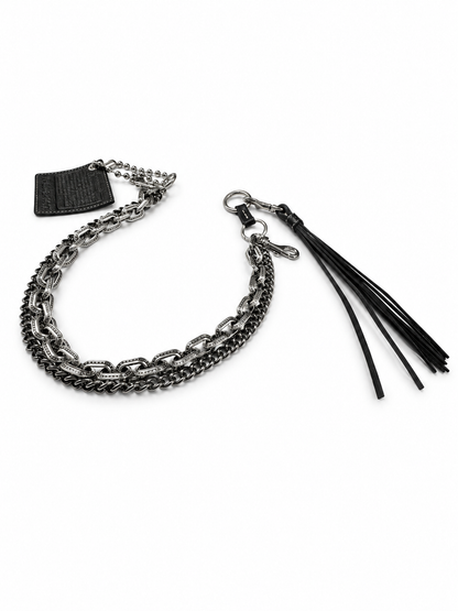 Repurposed Coach Creed Bag Chain with Leather Tassel and Double Chain
