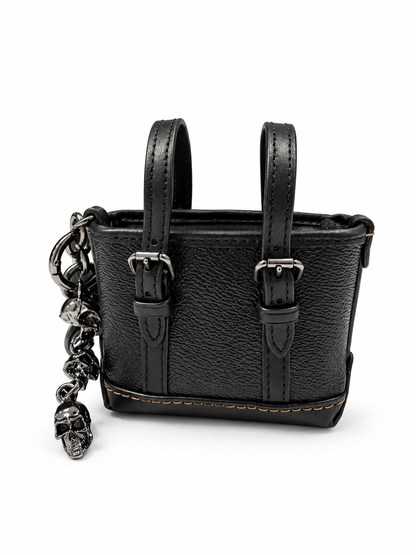 Upcrafted Coach Tote Mini-Bag Charm Painted Black with Skull Charms Gunmetal
