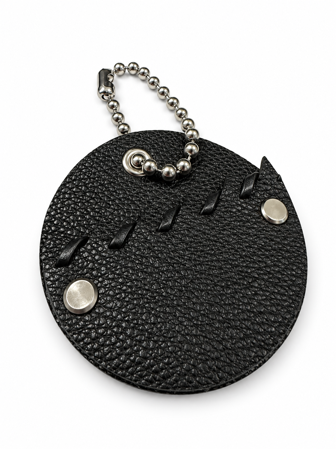Repurposed Piece of a Coach Bag Bag Charm on Large Ball Chain Silver Tone