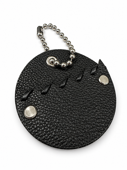 Repurposed Piece of a Coach Bag Bag Charm on Large Ball Chain Silver Tone