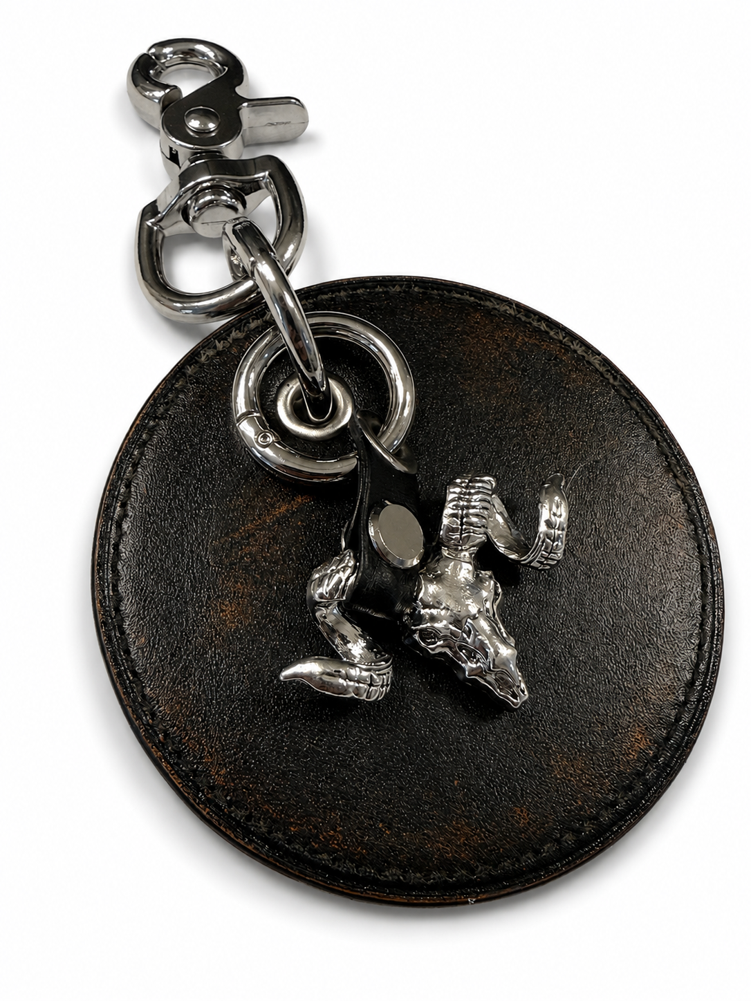 Repurposed Coach Coaster Bag Charm with Ram Charm