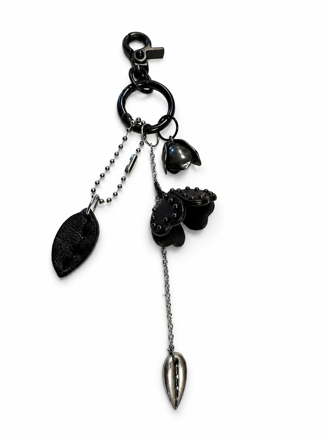 Repurposed Coach Tea Rose Bag Charm Cluster