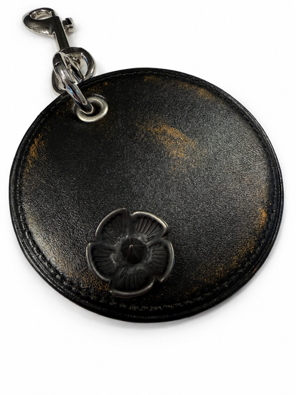 Repurposed Coach Coaster Bag Charm with Tea Rose