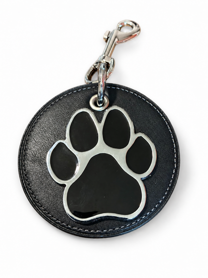 Repurposed Coach Coaster Black with Dog Paw Bag Charm