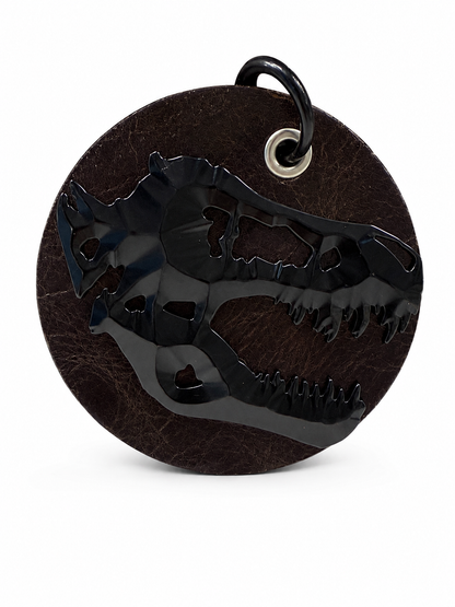 Repurposed Betsey Johnson Skull Handbag Piece and Black Skull Charm- Bag Charm
