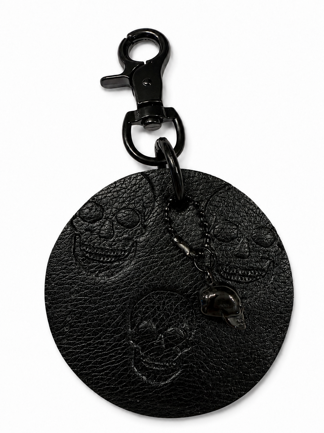 Repurposed Betsey Johnson Skull Handbag Piece and Black Skull Charm- Bag Charm