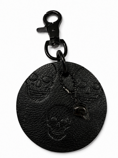 Repurposed Betsey Johnson Skull Handbag Piece and Black Skull Charm- Bag Charm