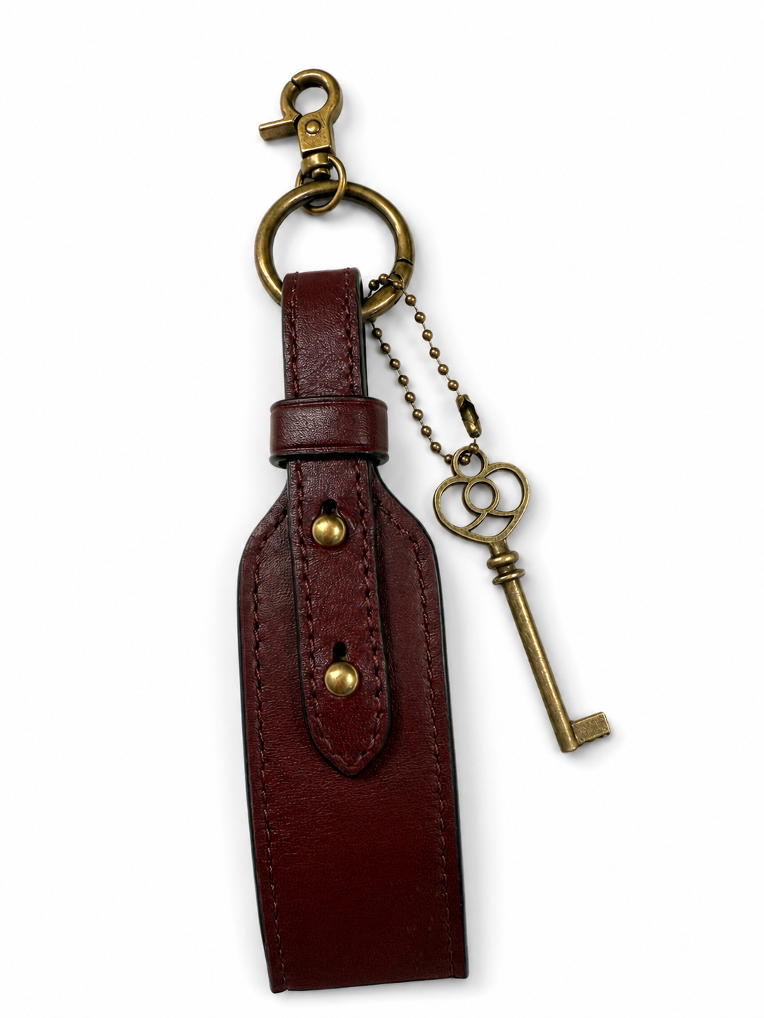 Repurposed Coach Beat Bag Strap & Antique Key Bag Charm