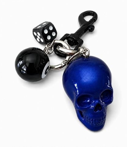 Pre-order- Ships 8/10 Blue Resin Skull, Die, and 8 Ball Charm or Keychain