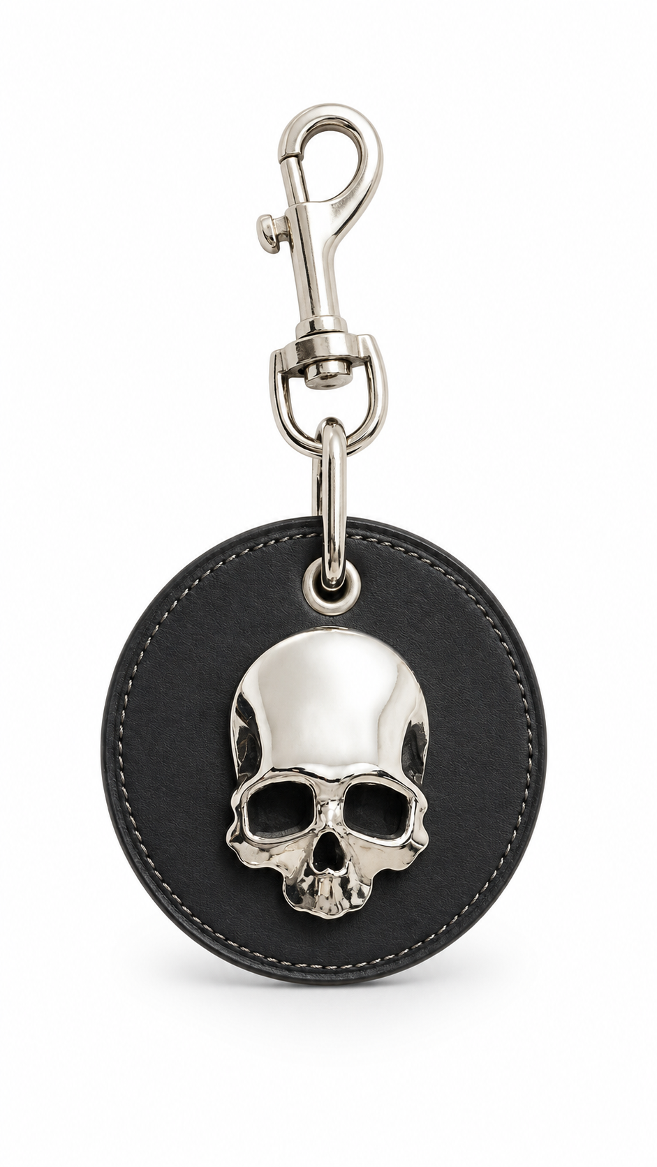 Repurposed Coach Leather Coaster Skull Bag Charm