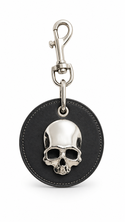 Repurposed Coach Leather Coaster Skull Bag Charm