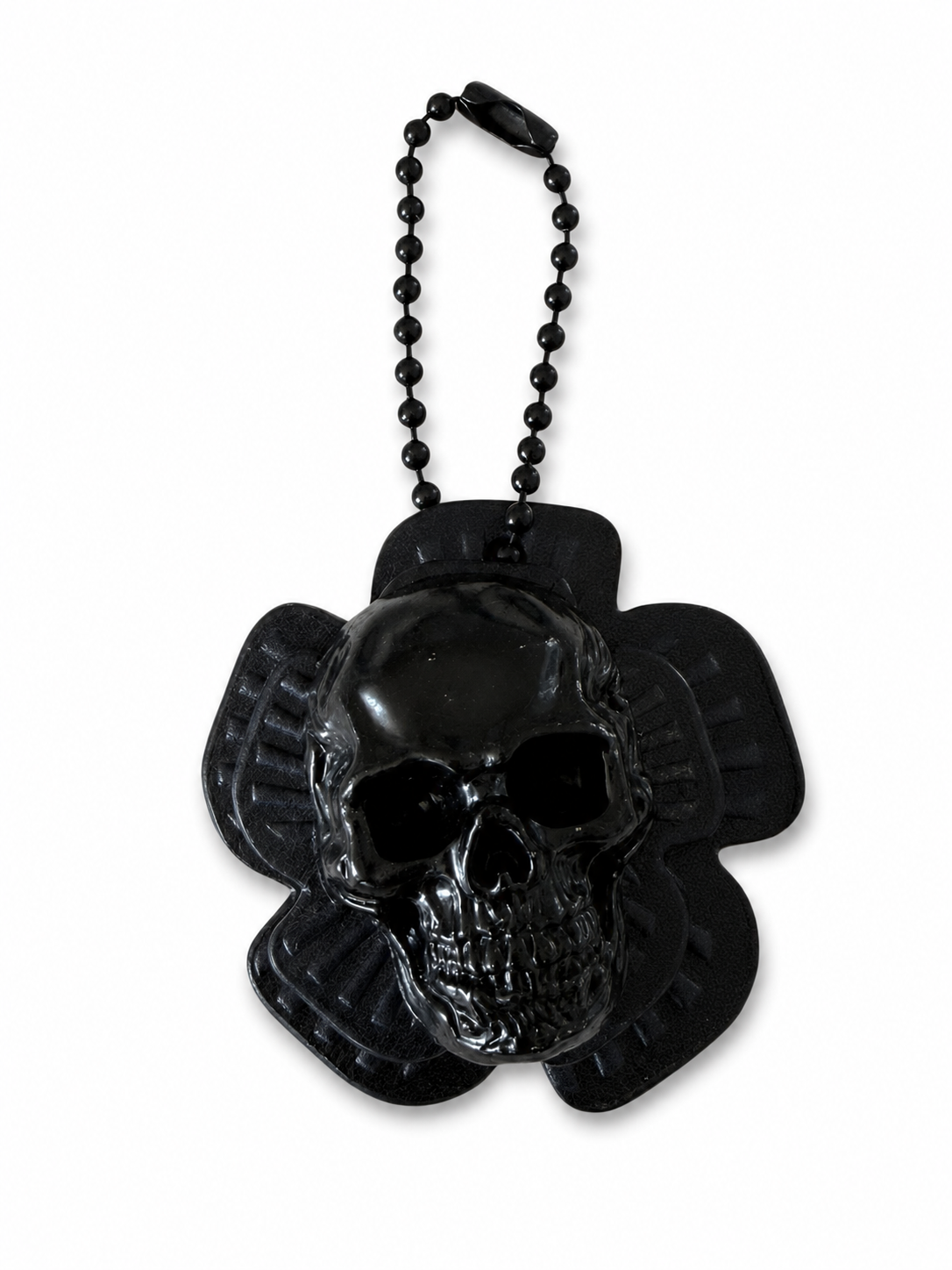 Repurposed Coach Leather Tea Rose & Skull Bag Charm
