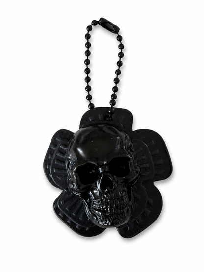 Repurposed Coach Leather Tea Rose & Skull Bag Charm