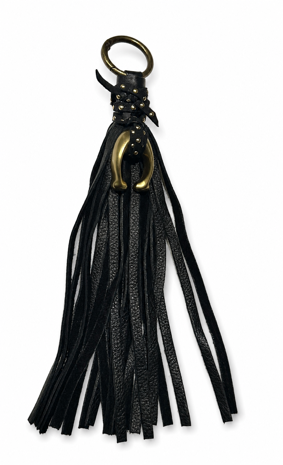 Upcrafted C Coach Charm from Tic Tac Toe set in Brass/Gold-Tone with Leather Tassel and Riveted Suede Tie