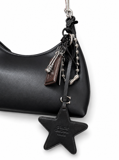 Repurposed Coach Re(Loved) Leather Star Bag Charm Cluster – Silver & Black Hardware | One-of-a-Kind