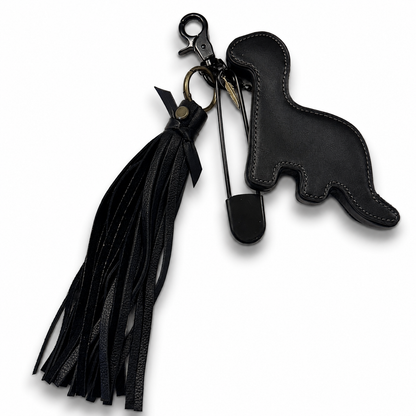 Upcrafted Coach Dino Bag Charm Cluster | XL Safety Pin | Handmade Leather Tassel