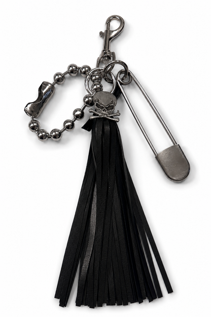 Silver Tone XL Safety Pin & Tassel Bag Charm Cluster- Repurposed Collection