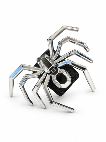 Metallic Plastic Spider on a Piece of a Coach Lora Bucket Bag Hangtag Style Charm