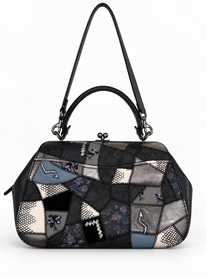 Pre-Loved Coach 1941 Blue Signature Patchwork Kisslock Frame Bag | Style 68889