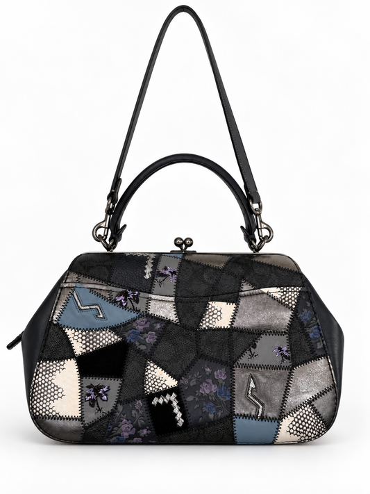 Pre-Loved Coach 1941 Blue Signature Patchwork Kisslock Frame Bag | Style 68889
