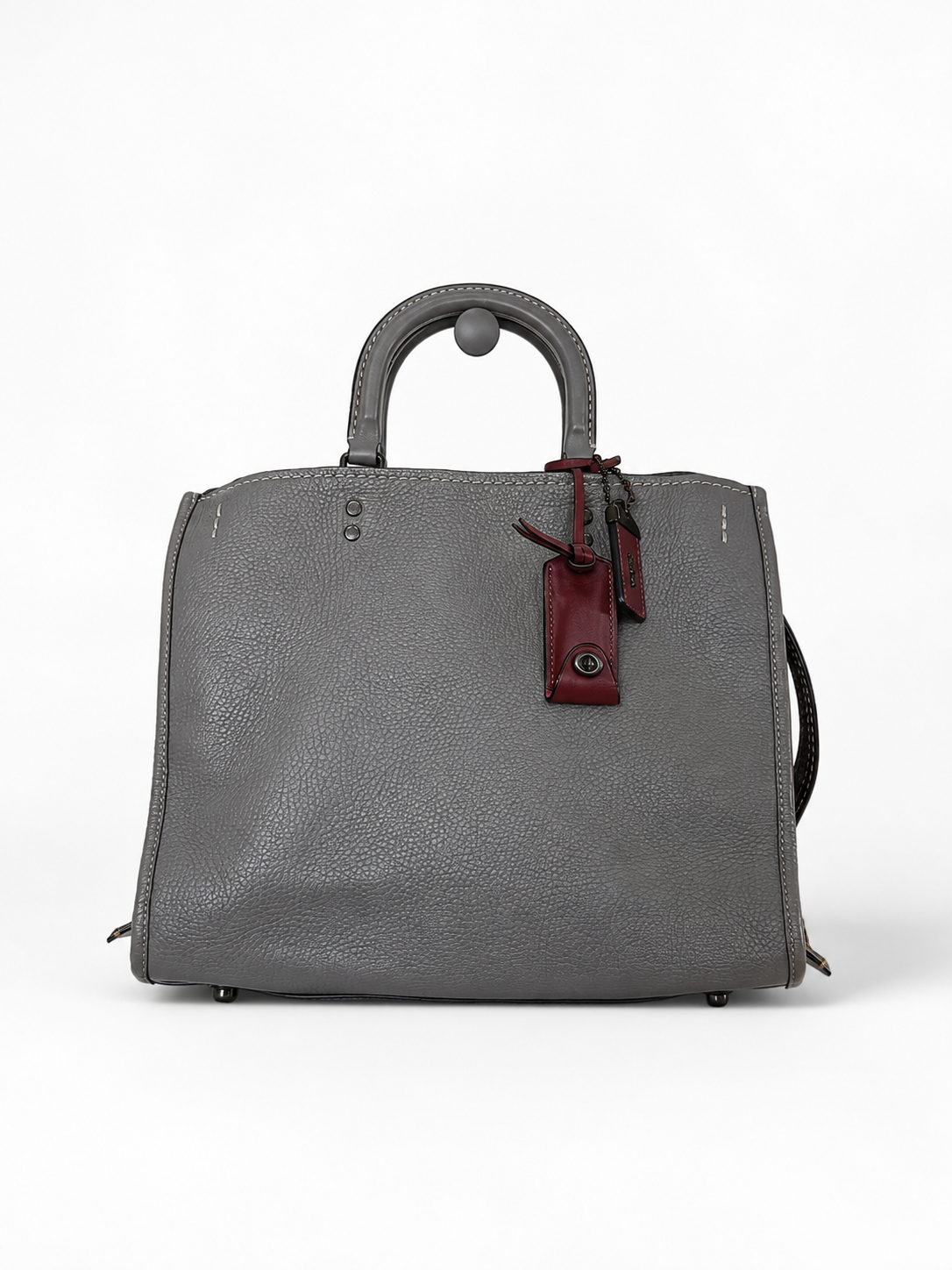 Pre-Loved Coach Rogue 31 Heather Gray Replaced with Red Leather Clochette and Hangtag