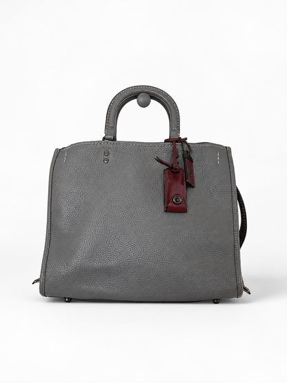 Pre-Loved Coach Rogue 31 Heather Gray Replaced with Red Leather Clochette and Hangtag