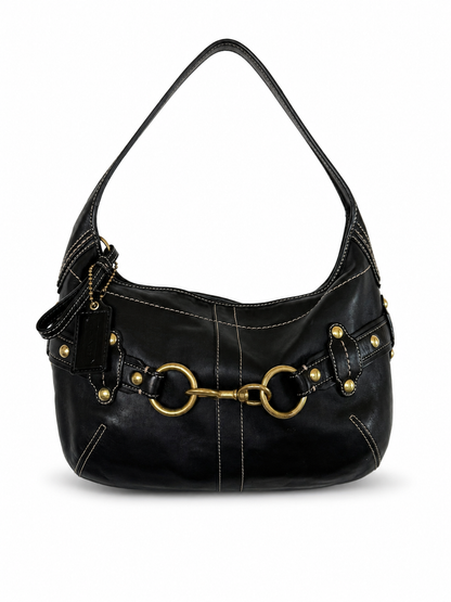 Pre-Loved Coach 2007 Black Leather Belted Ergo with Gold Hardware Style 11261