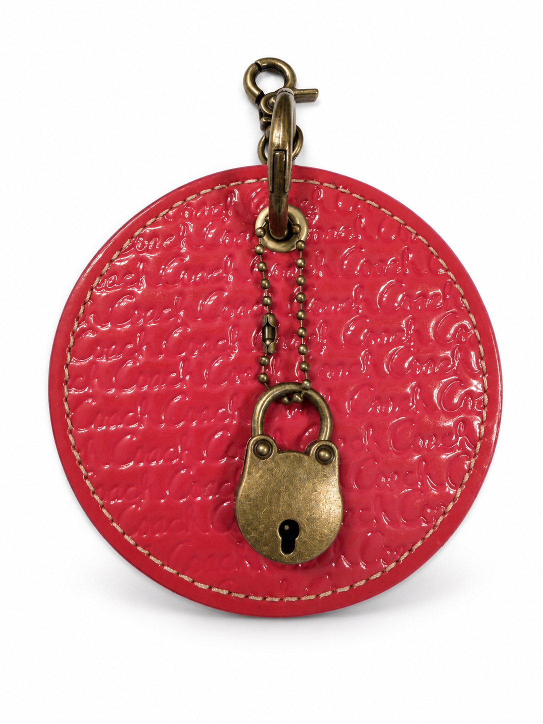 Repurposed Coach 1990s Coaster with Lock Bag Charm
