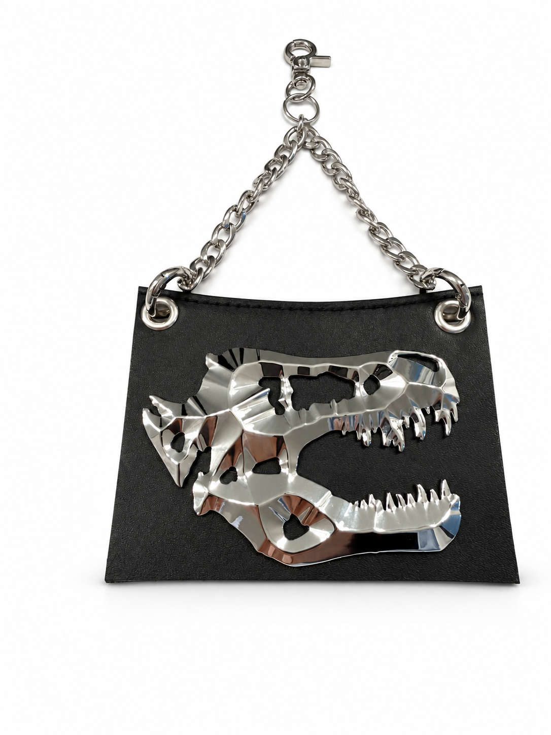 Repurposed Piece of a Coach Handbag with T-Rex Emblem Bag Charm