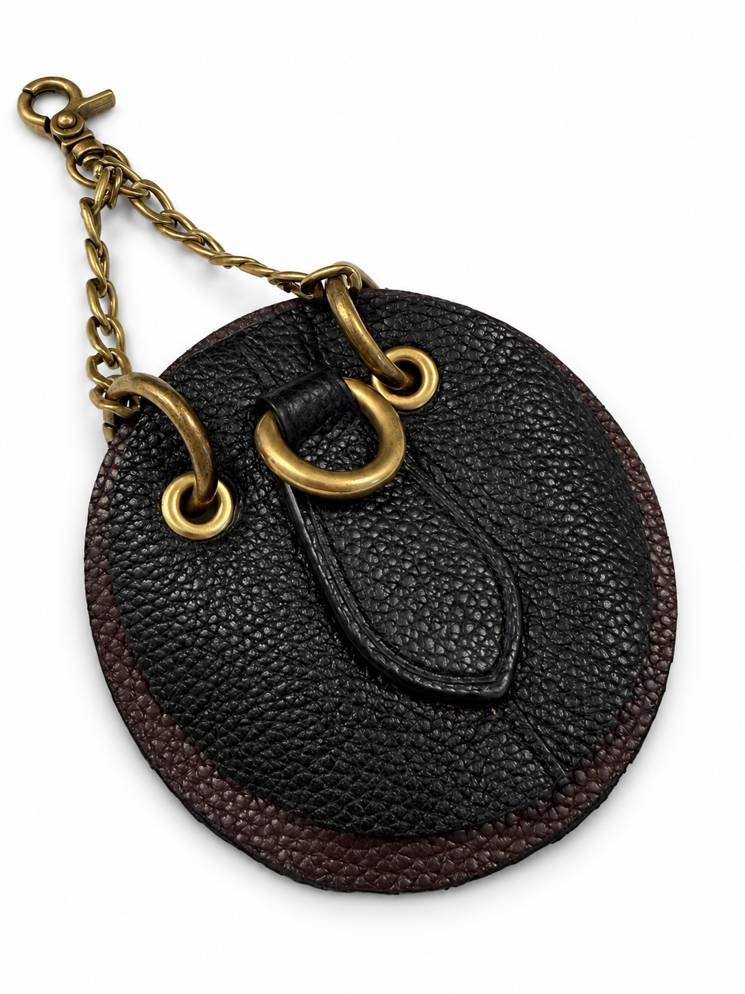 Repurposed Pieces from a Coach Bucket Bag Leather Oxblood and Black Bag Charm